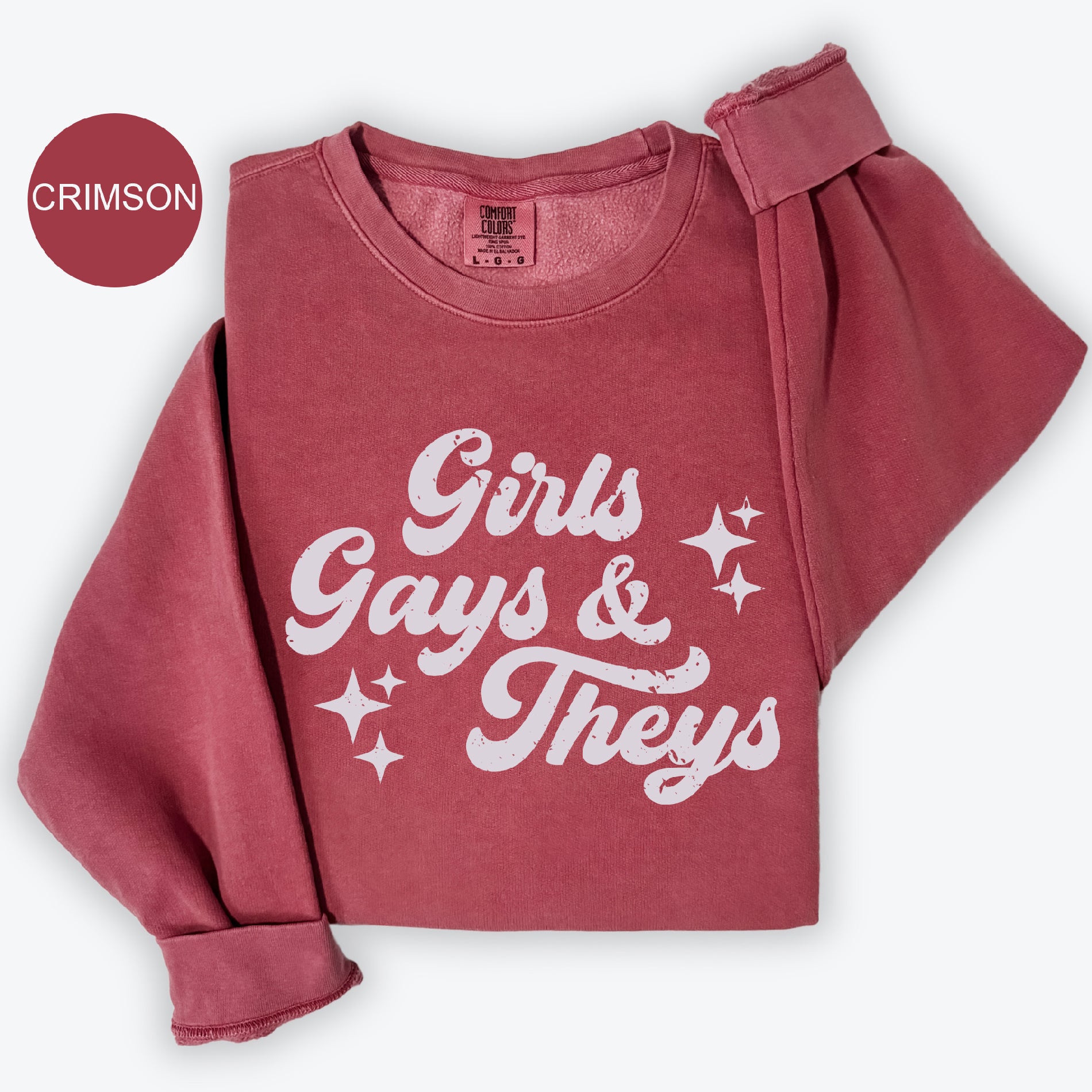 a red shirt with the words girls, guys and they's printed on it