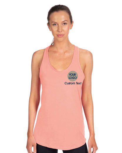 a woman wearing a pink tank top that says your local custom text