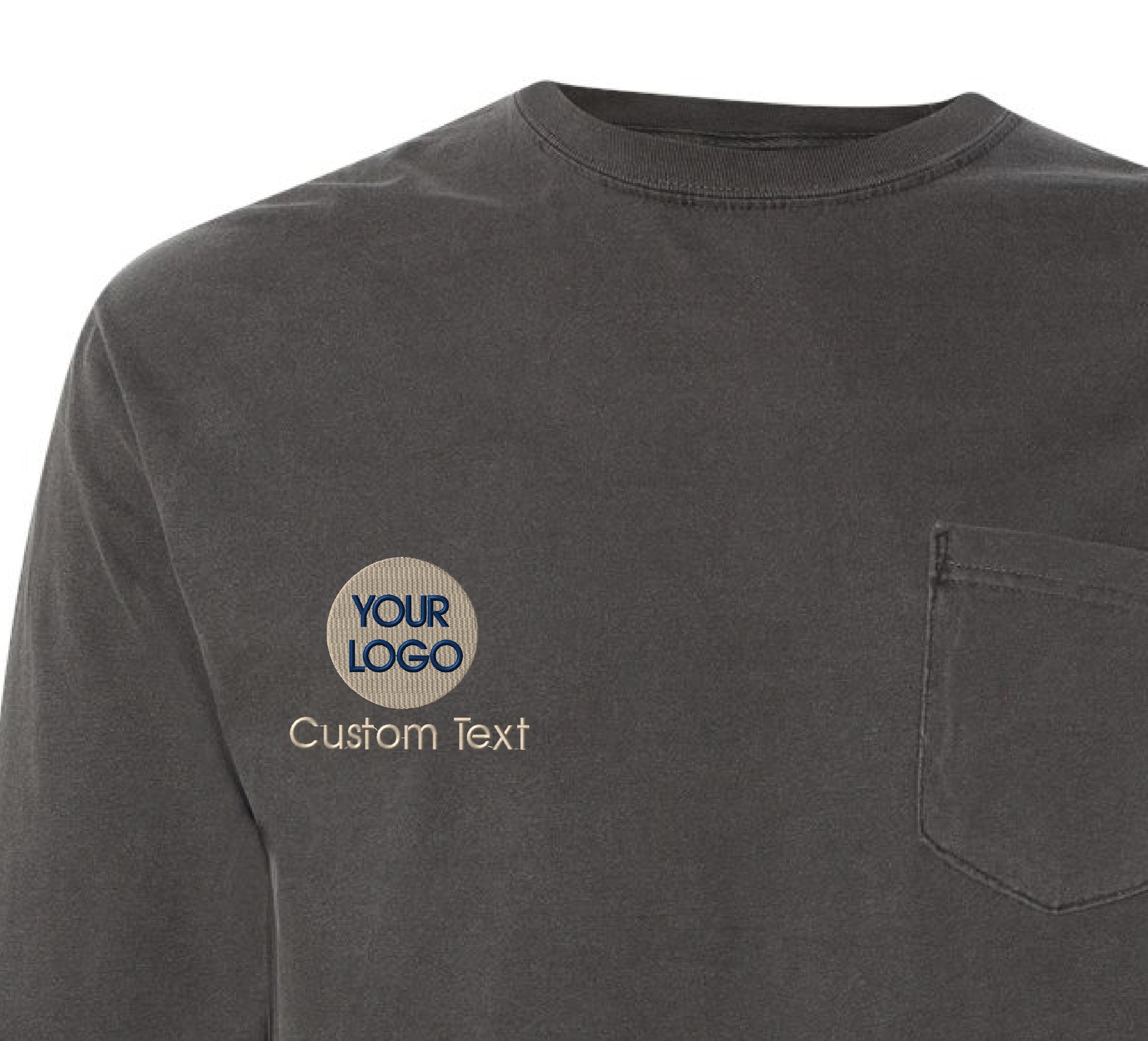 a gray t - shirt with a logo on it