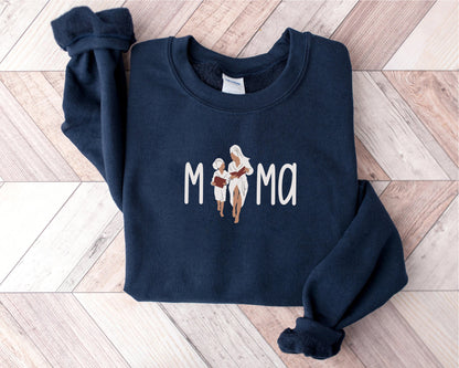 a sweatshirt with a picture of two women on it