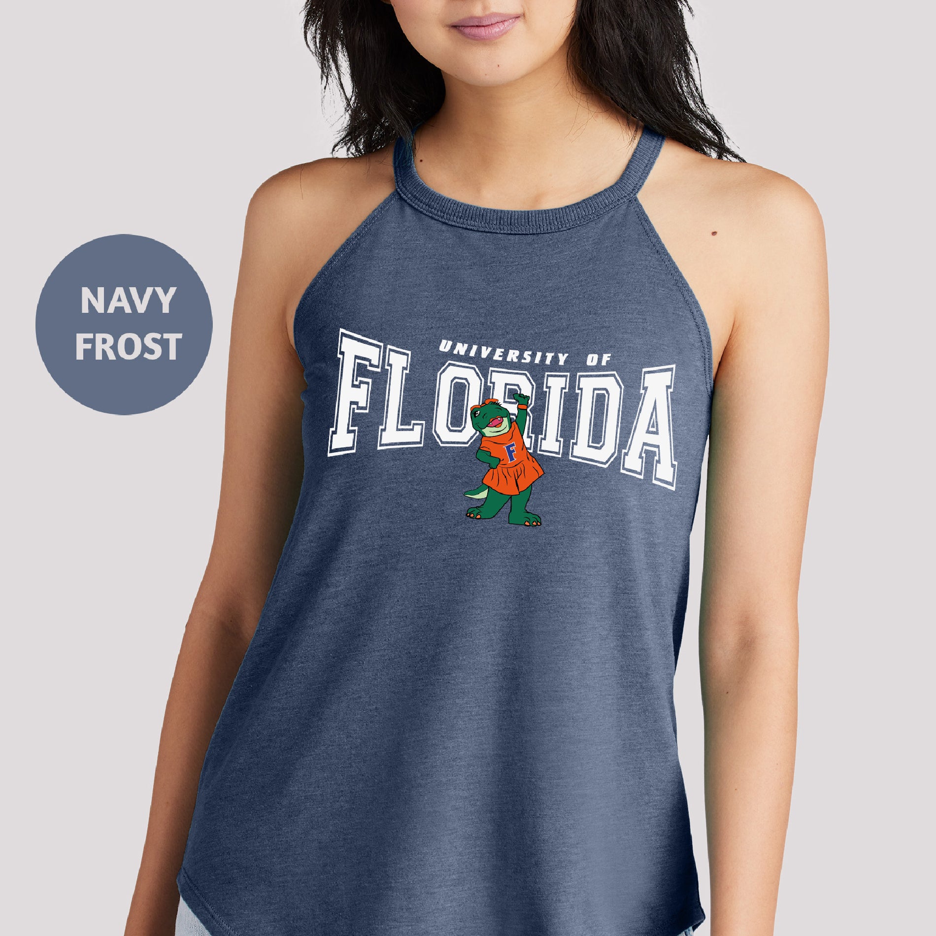 a women's tank top with a florida mascot on it