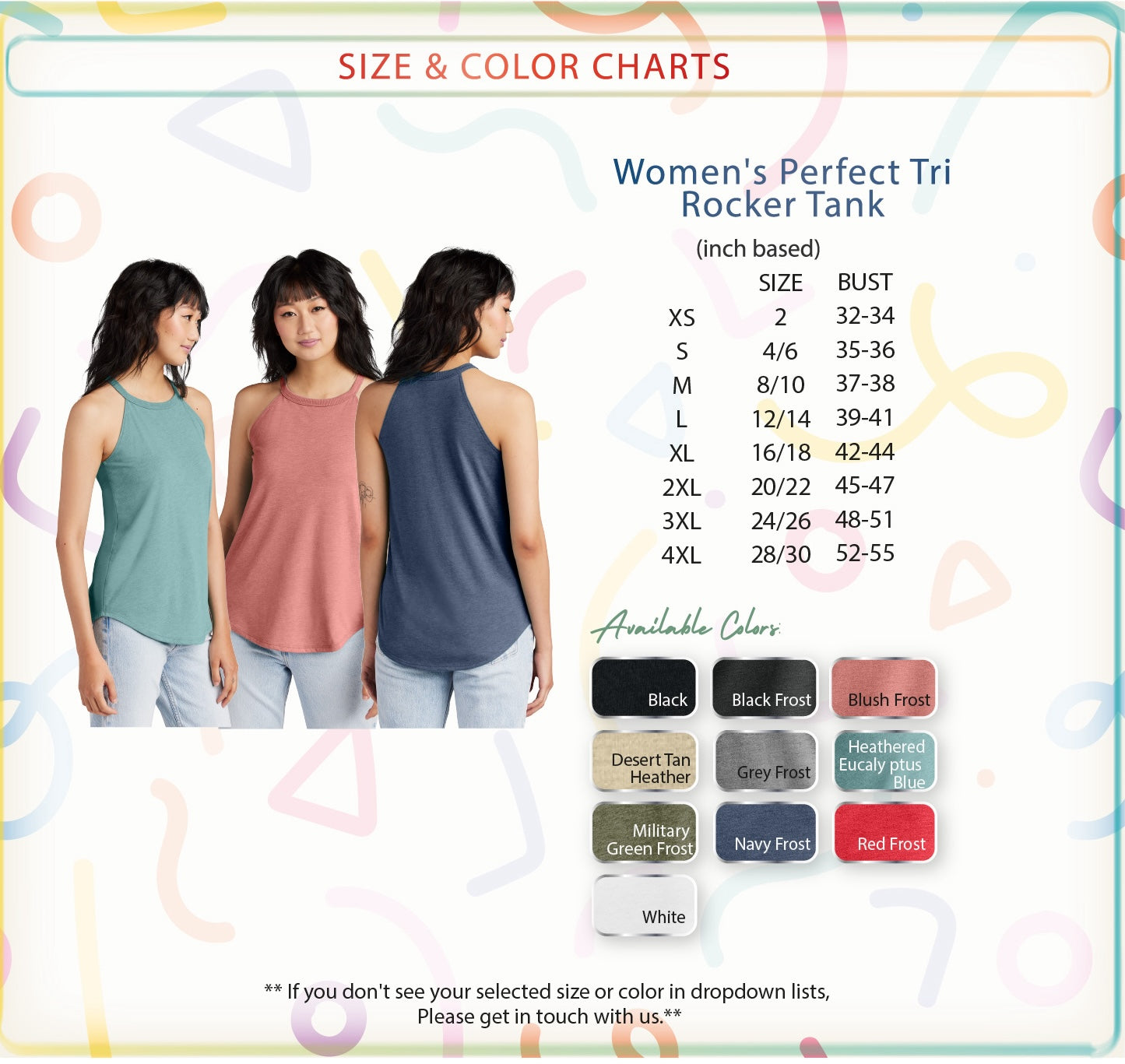 a woman's perfect tri rock tank in various colors