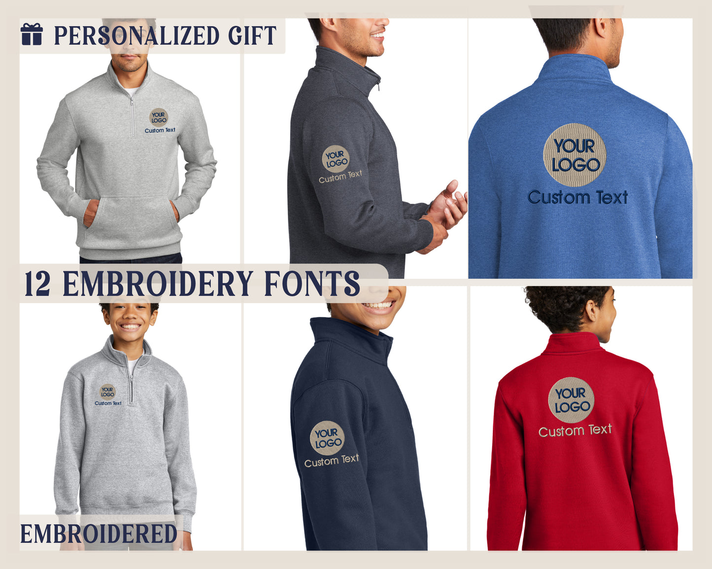 a group of men's personalized sweatshirts