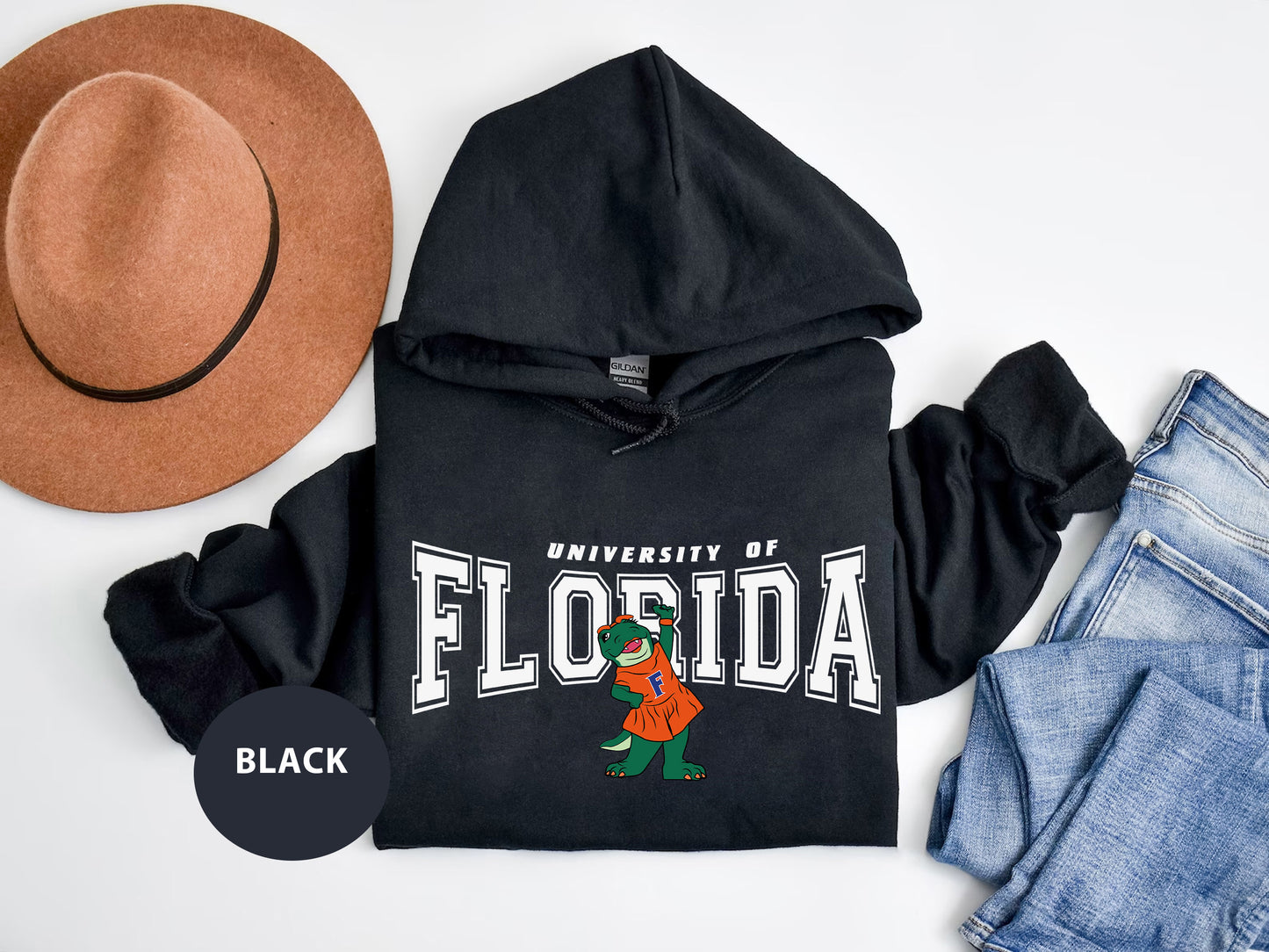 a black hoodie with the university of florida on it