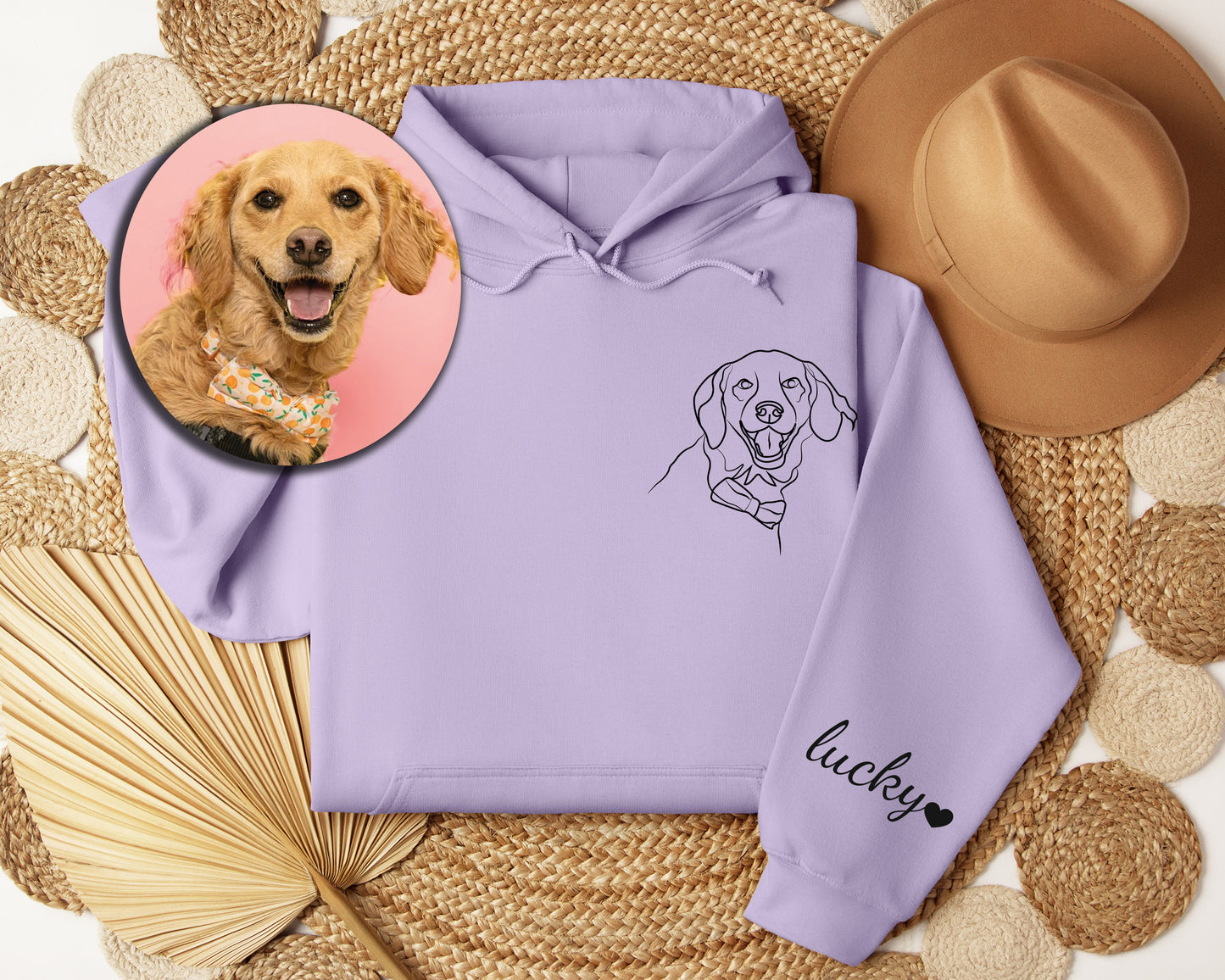 a purple hoodie with a picture of a dog on it