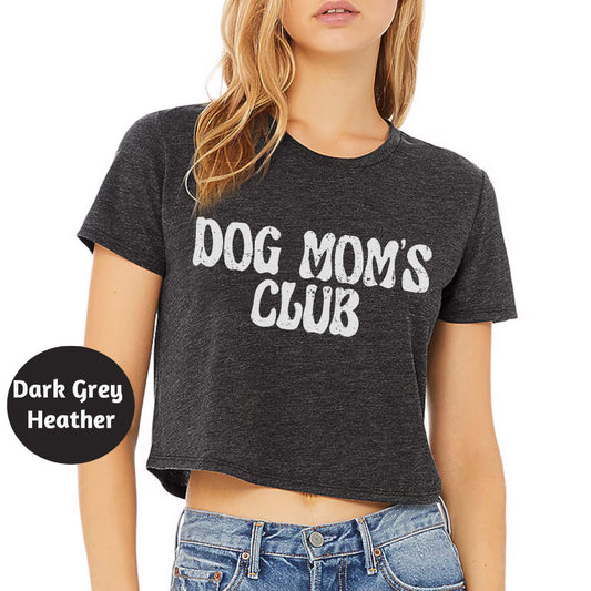 a woman wearing a dog mom's club crop top