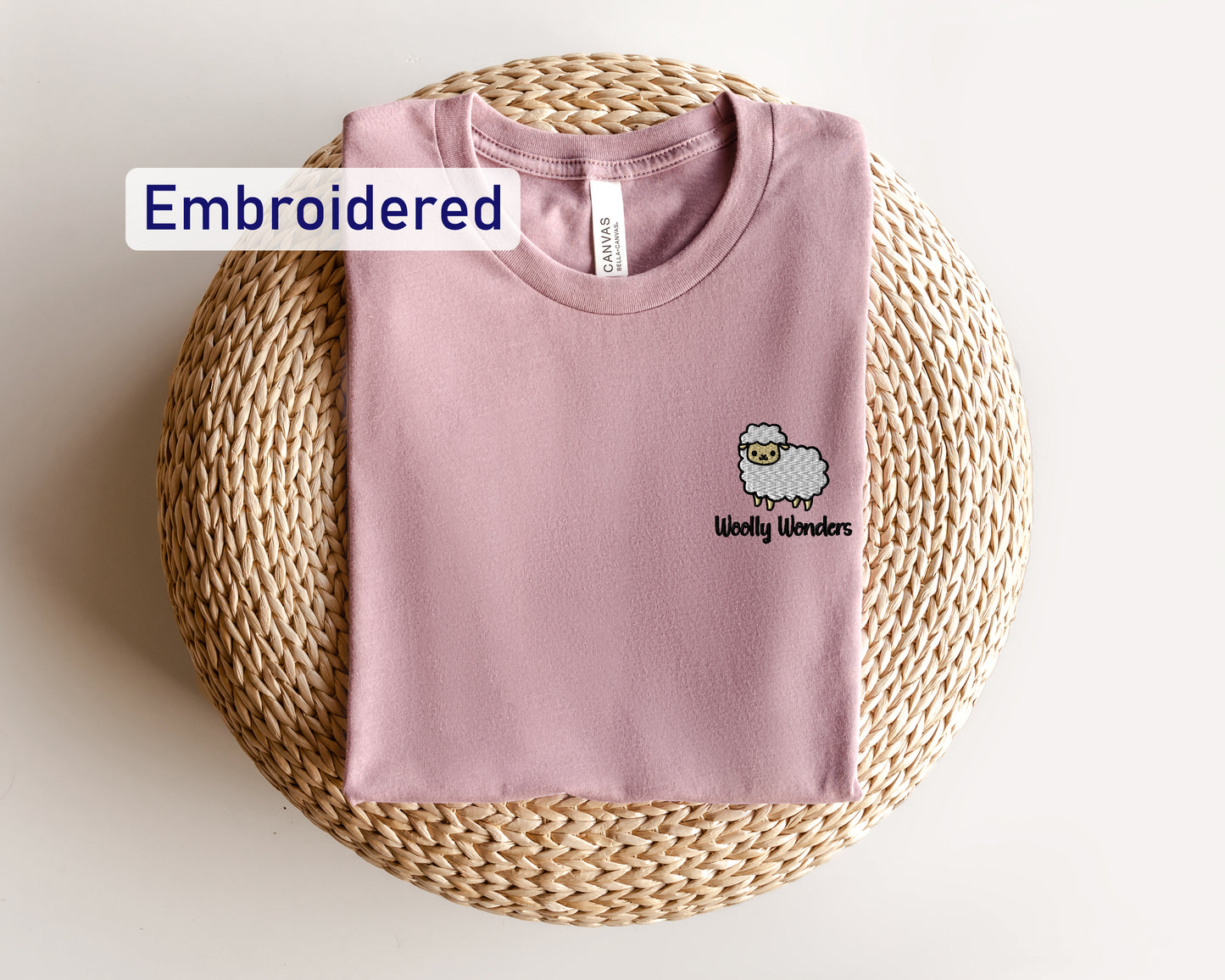 Woolly Wonders Embroidered T-Shirt - Cute Sheep Design for Women