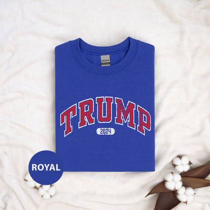 a blue shirt with the word trump on it