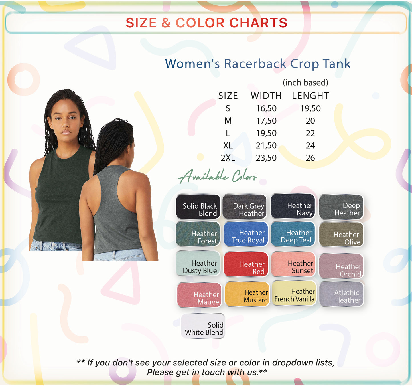 a woman's racerback crop tank top with multiple colors