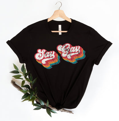 a t - shirt with the words stay fly on it