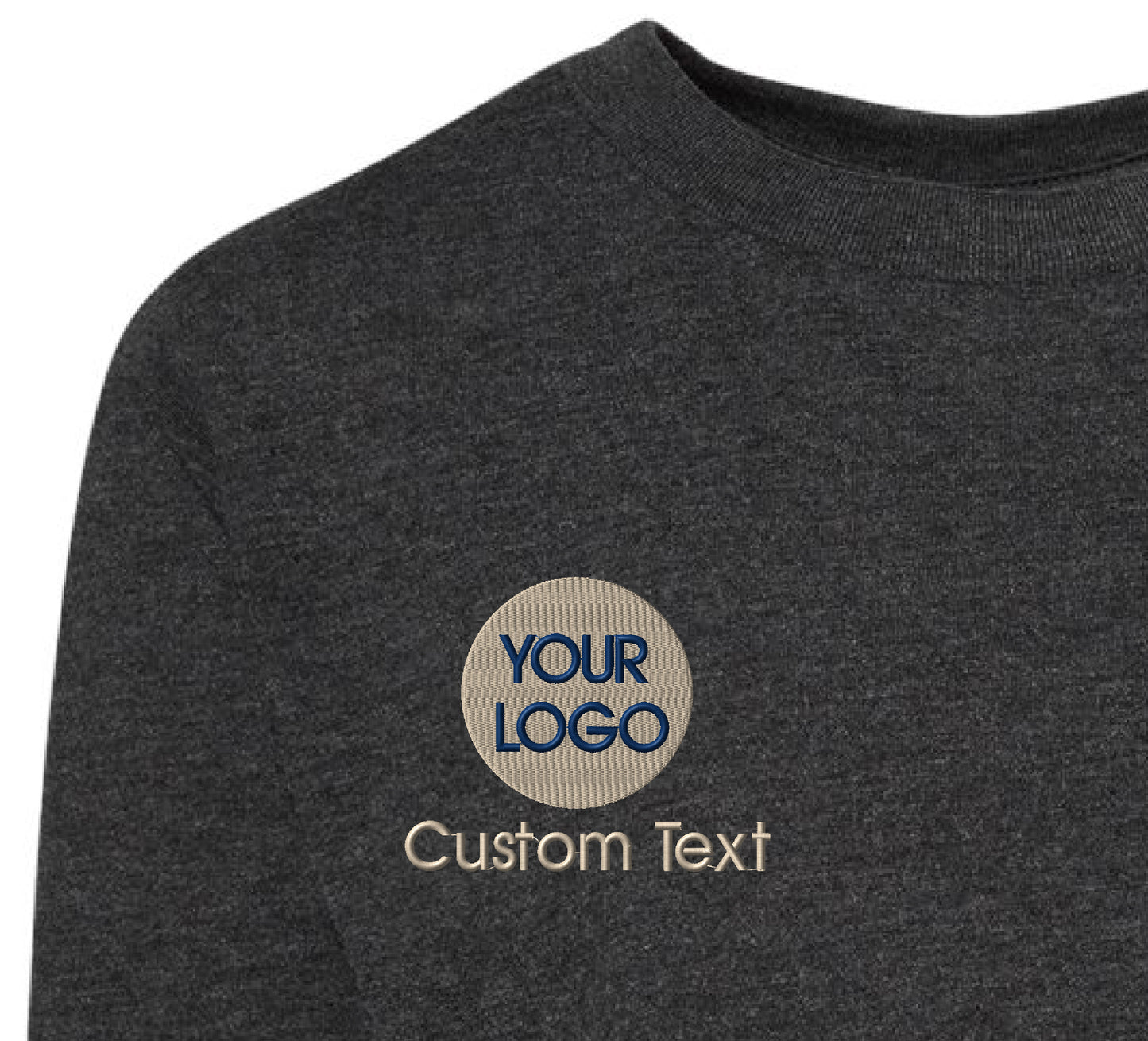 a gray t - shirt with a circular logo on it