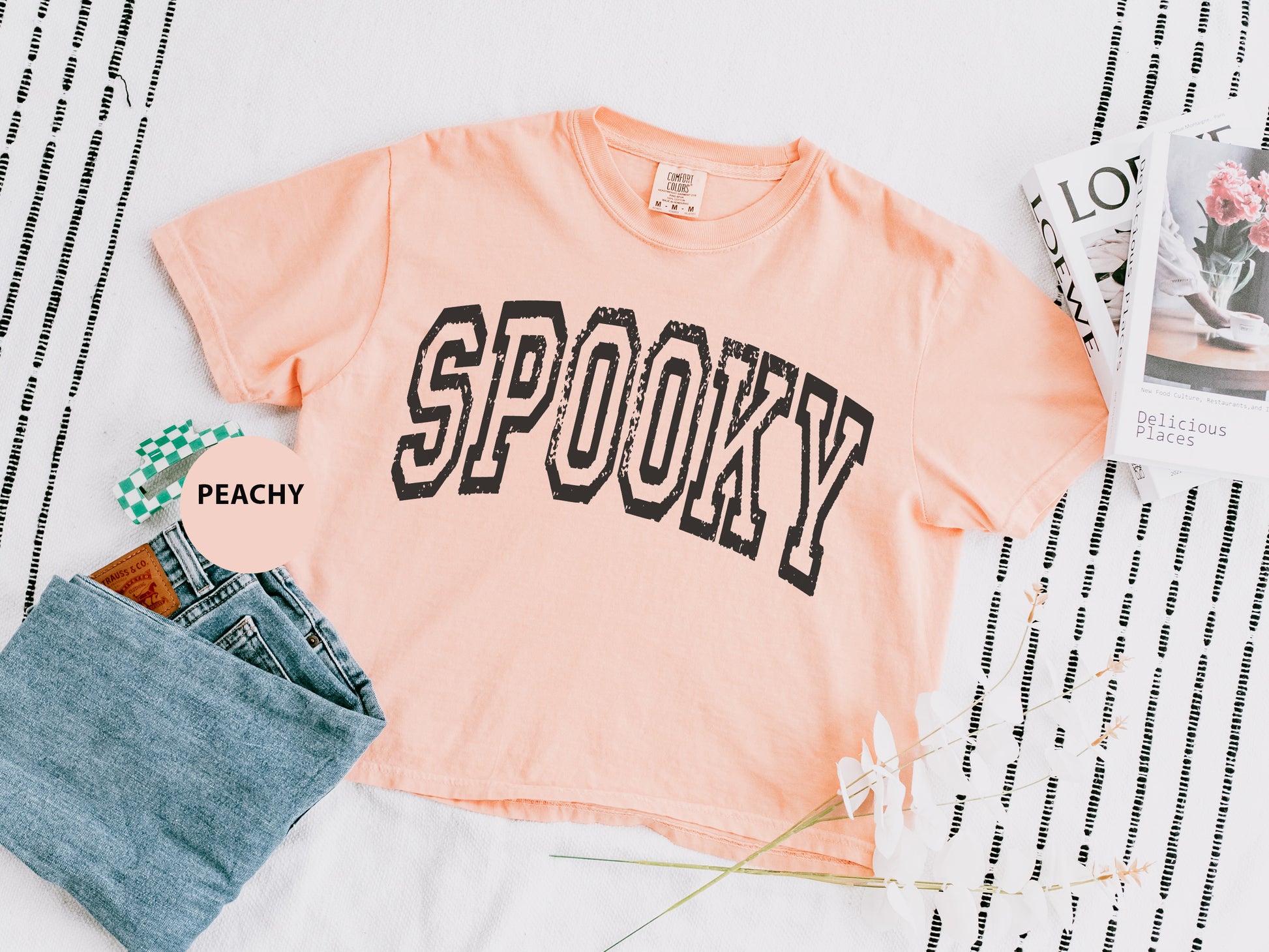 a pink shirt that says spooky on it