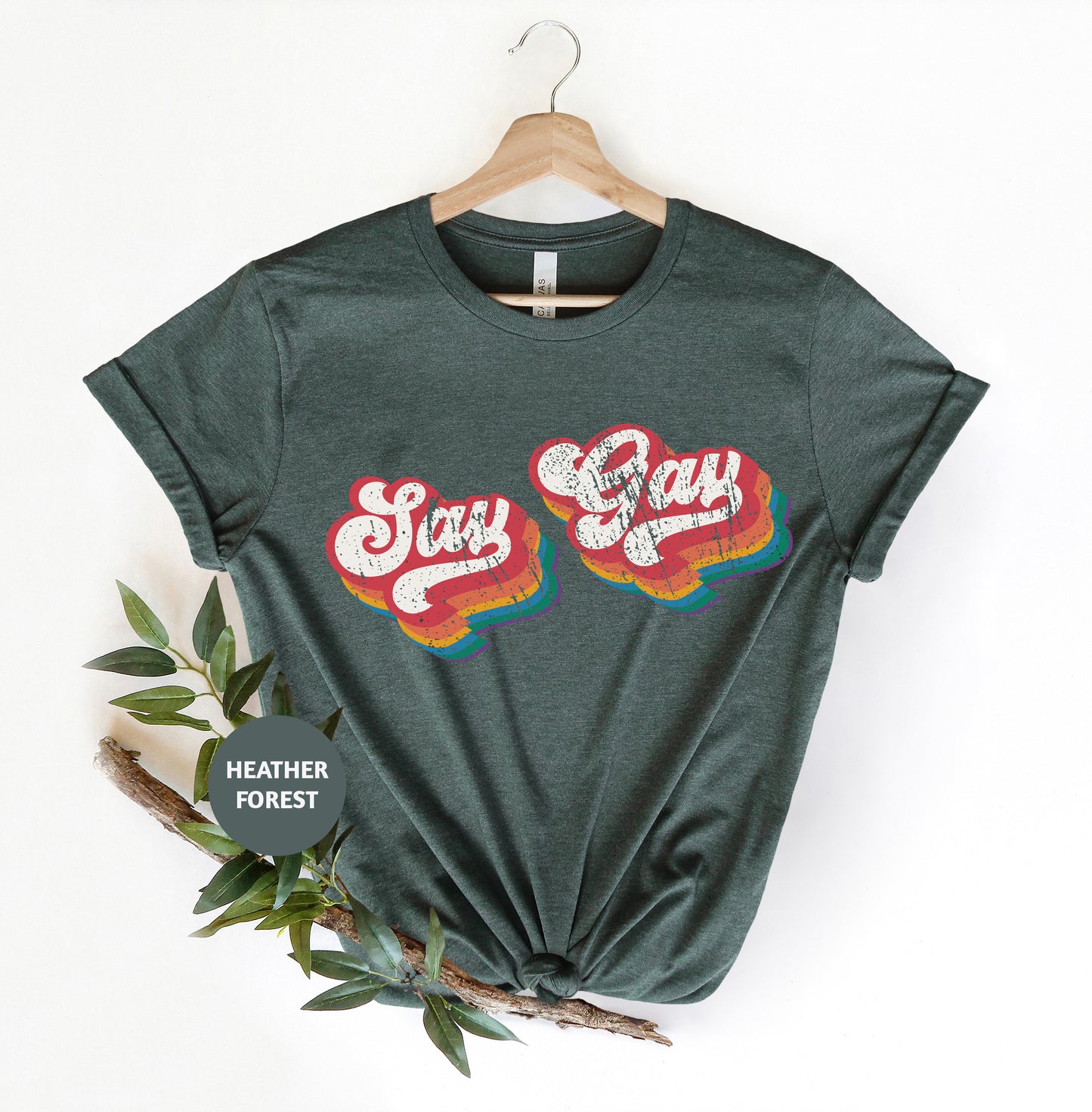 a t - shirt with the words stay gay on it