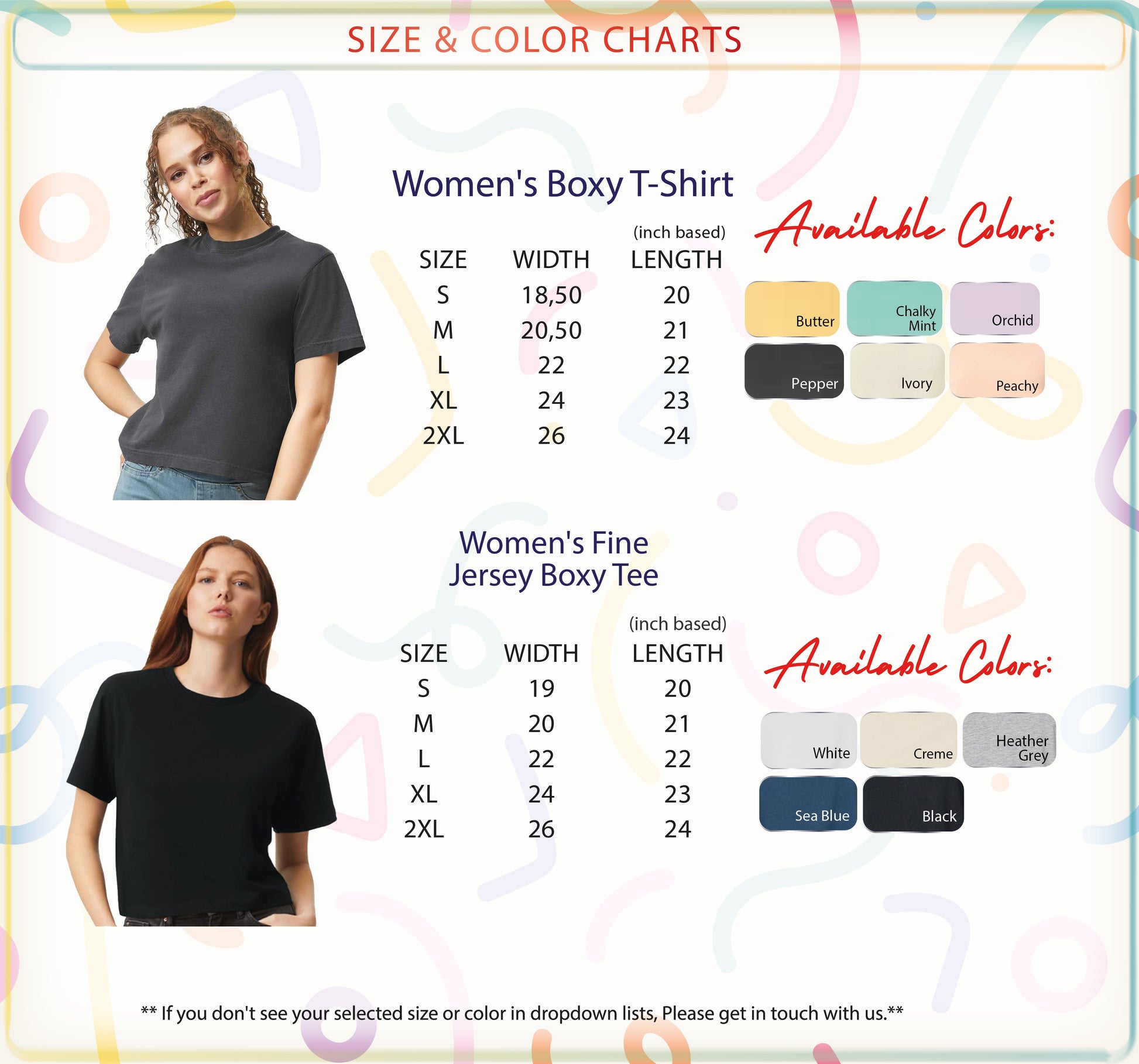 a women's boxy t - shirt sizes chart