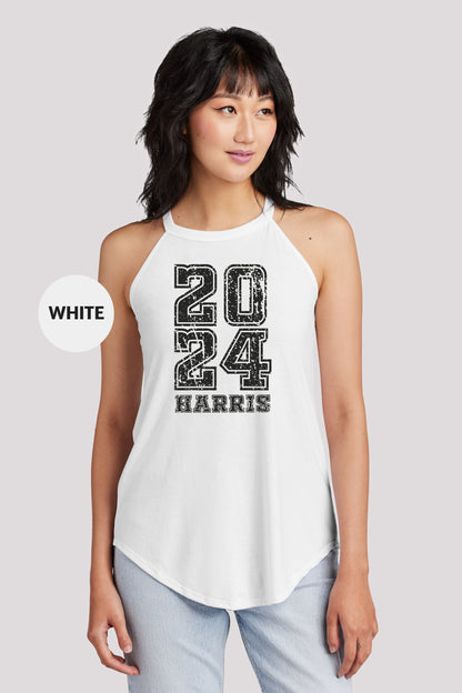 a woman wearing a white tank top with the number twenty twenty twenty twenty twenty twenty