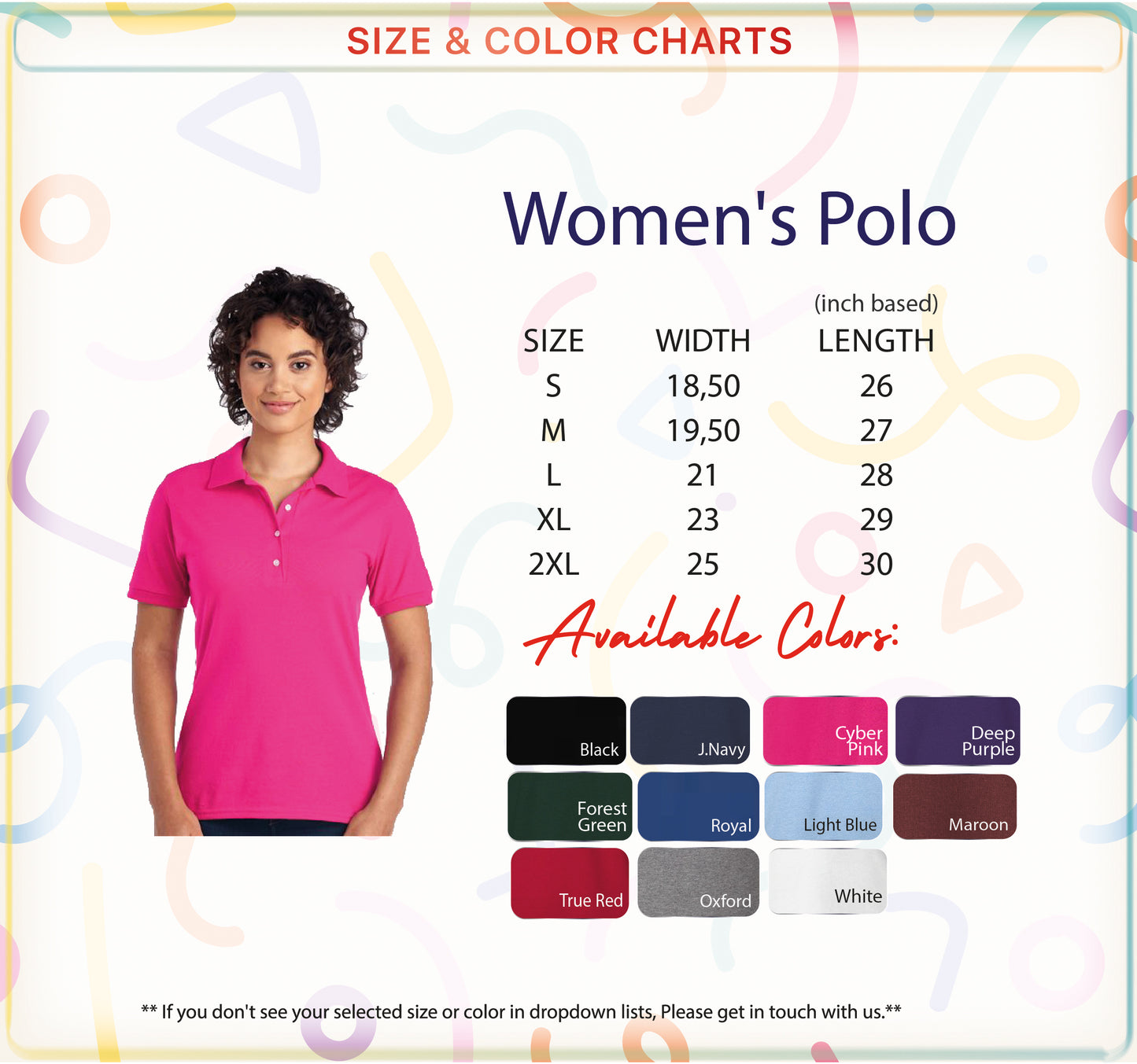 a women's polo shirt with a picture of a woman's polo shirt