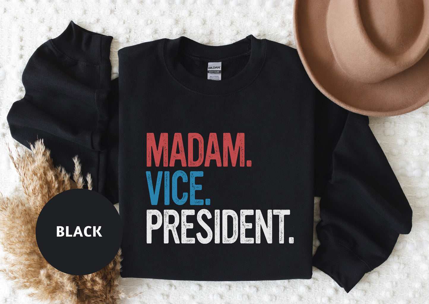 a black shirt that says madam vice president