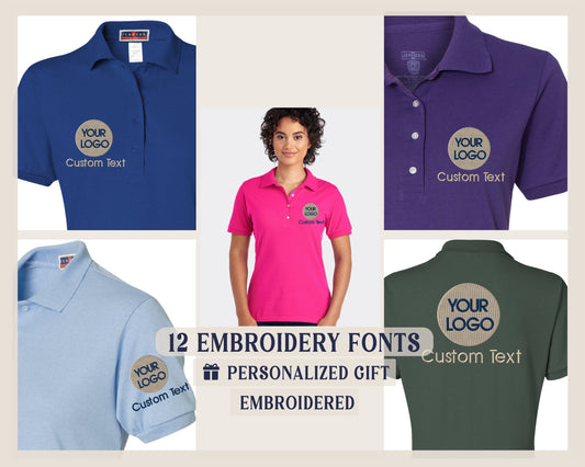 a group of four different colored polo shirts