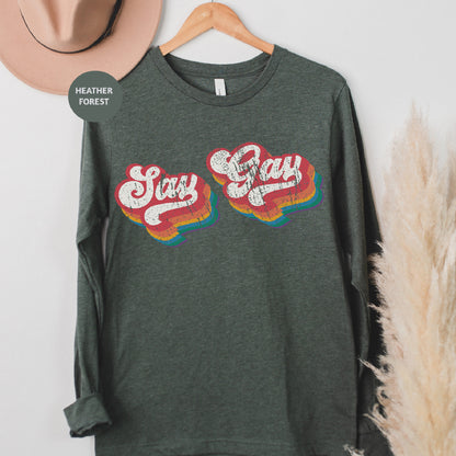 a t - shirt with the words stay gay on it