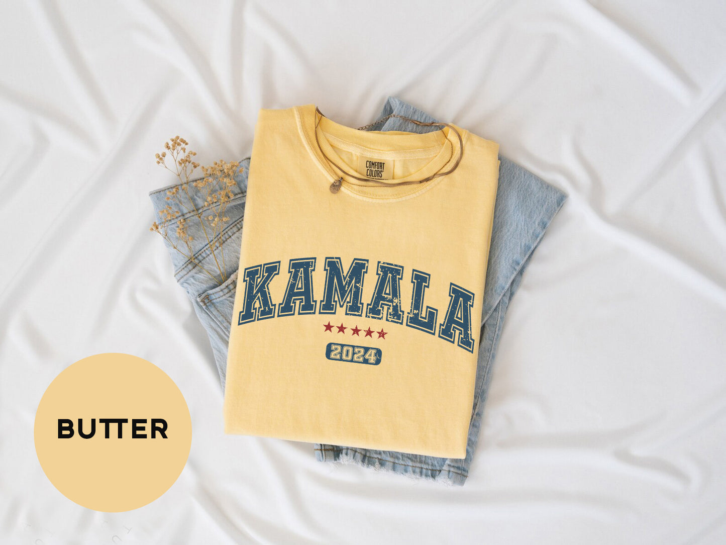 a yellow shirt with the word kandala printed on it