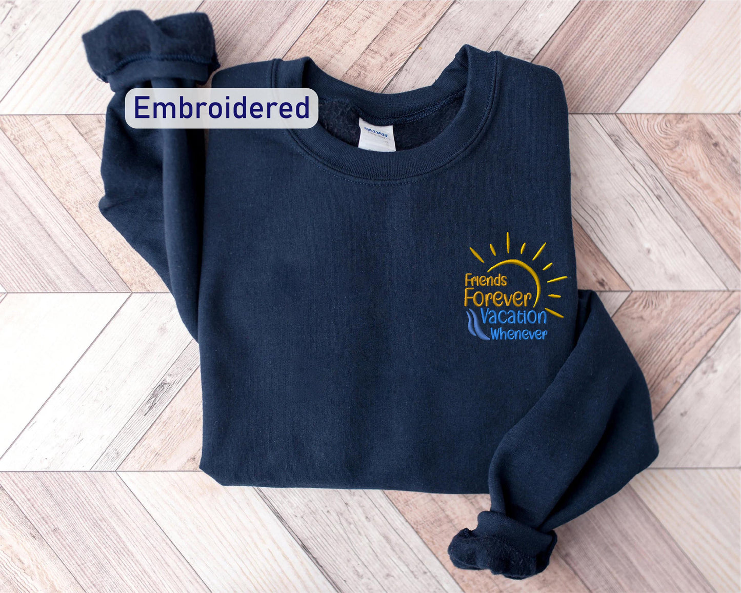 a blue sweatshirt with a logo on it