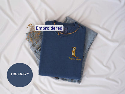 a t - shirt with a kangaroo embroidered on it