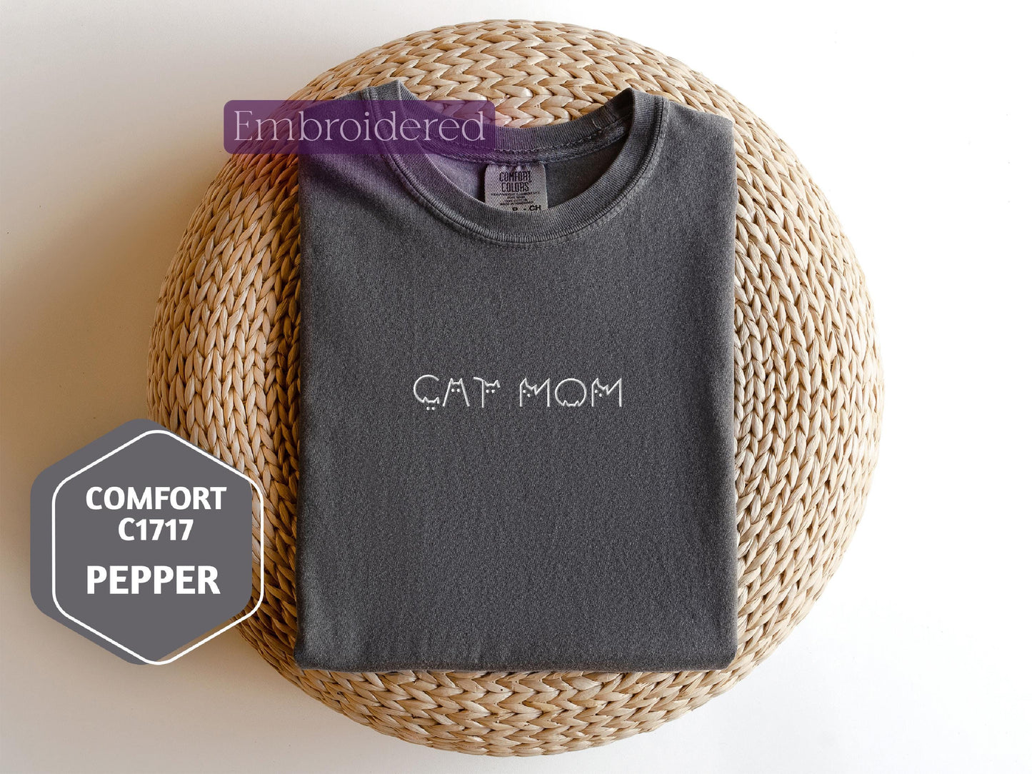 a t - shirt with the word cat mom written on it