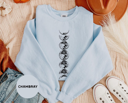 a blue shirt with the phases of the moon on it