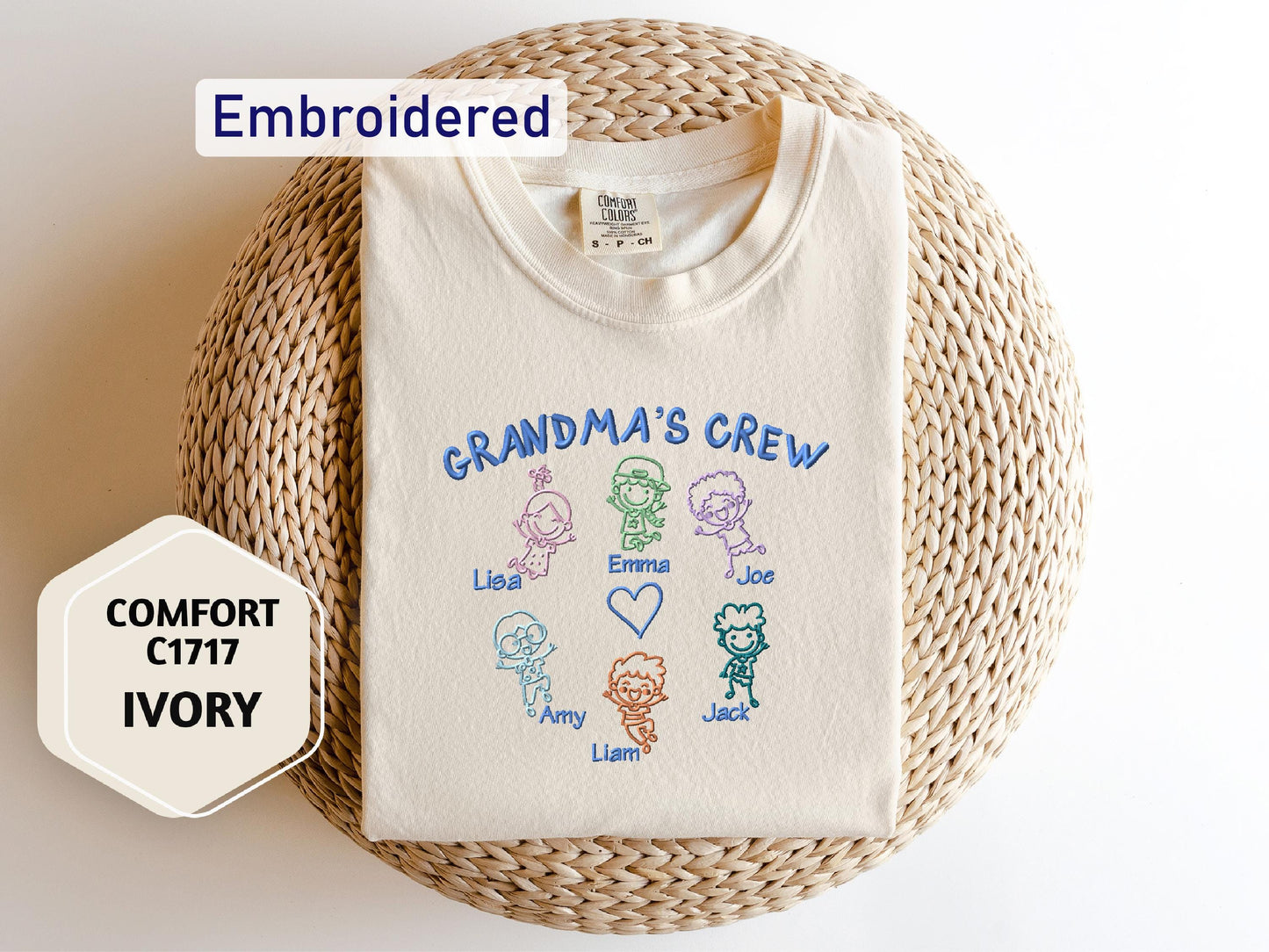 a white t - shirt with the words grandma's crew on it