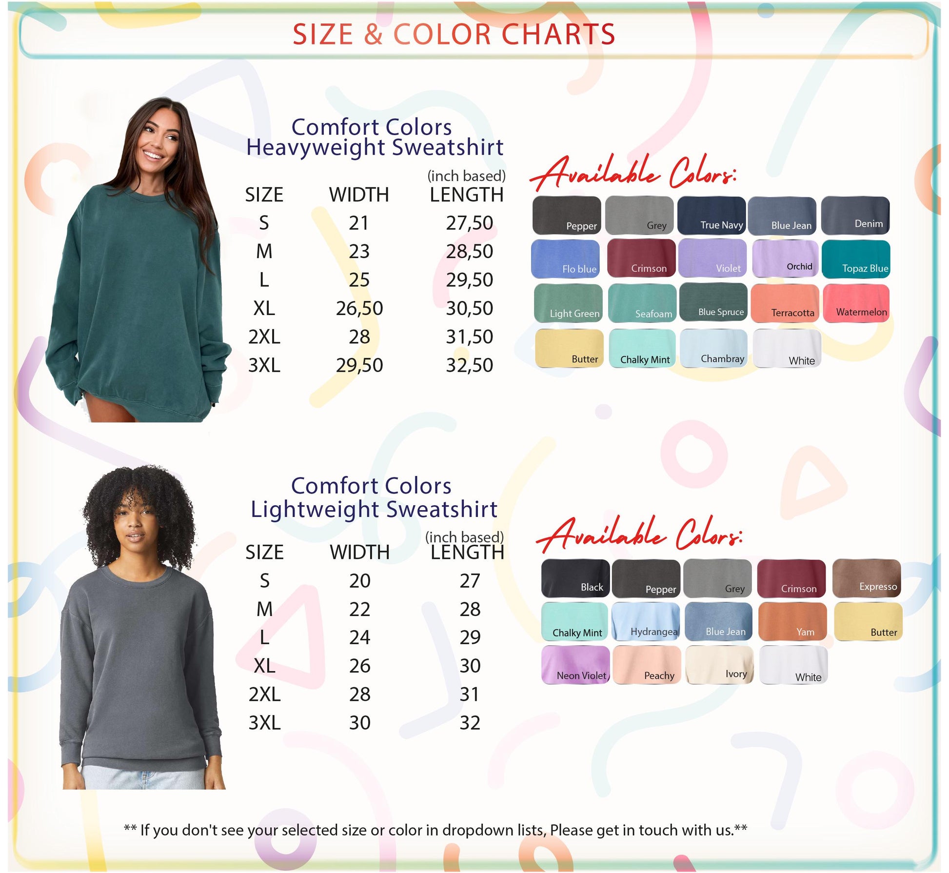 a women&#39;s size guide for a sweater