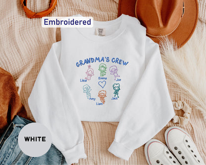 a white shirt with the words grandma&#39;s crew on it