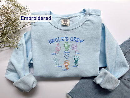 a blue shirt with the words uncle's crew on it