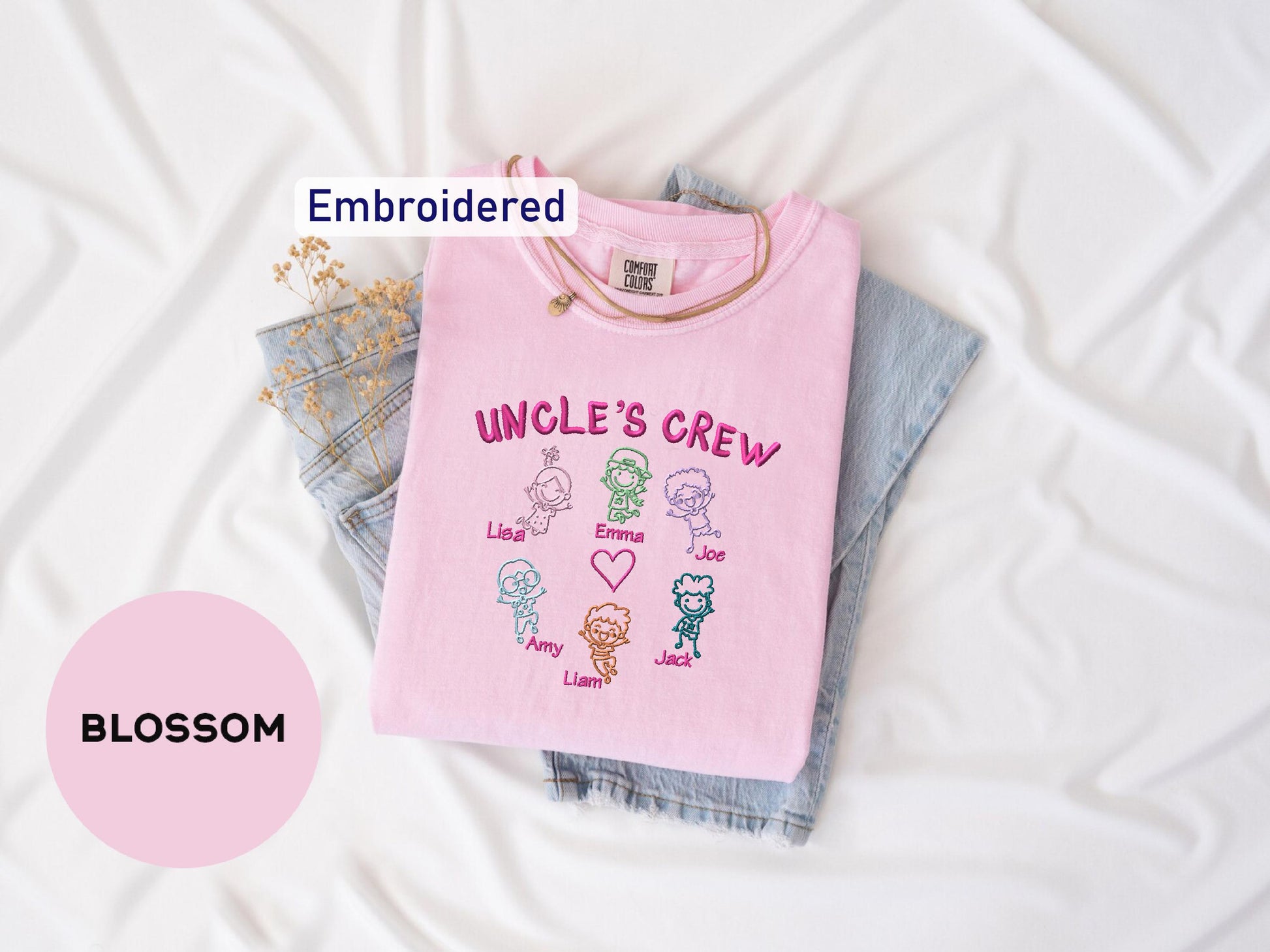 a pink t - shirt with the words uncle's crew on it