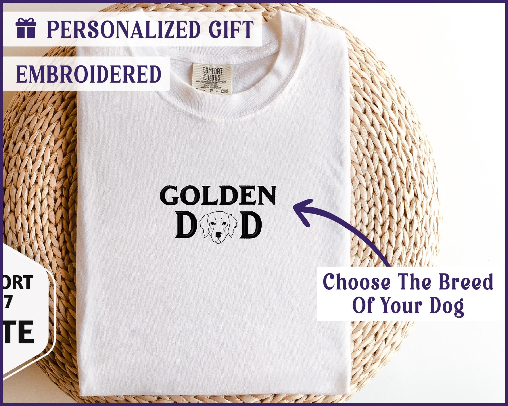 a white t - shirt with the words golden dad on it