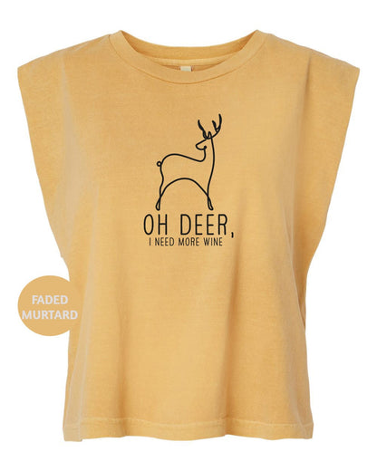 a yellow shirt with a deer on it