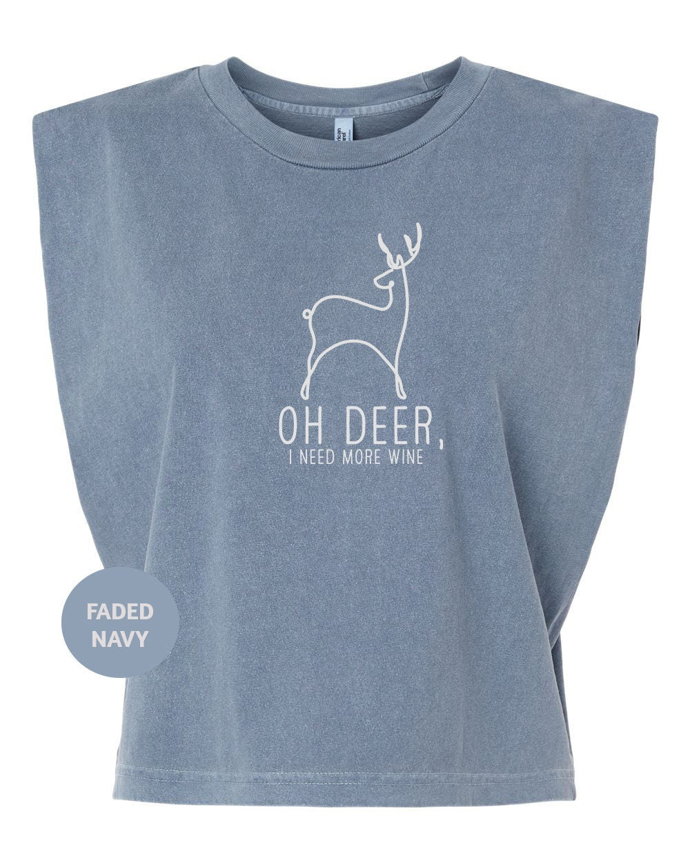 a blue shirt with a deer on it