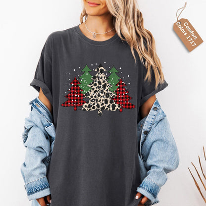 a woman wearing a leopard print christmas sweater