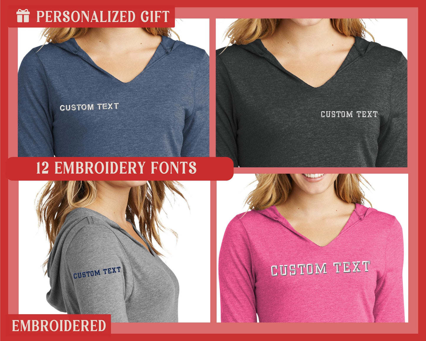 four different types of women's v - neck t - shirts