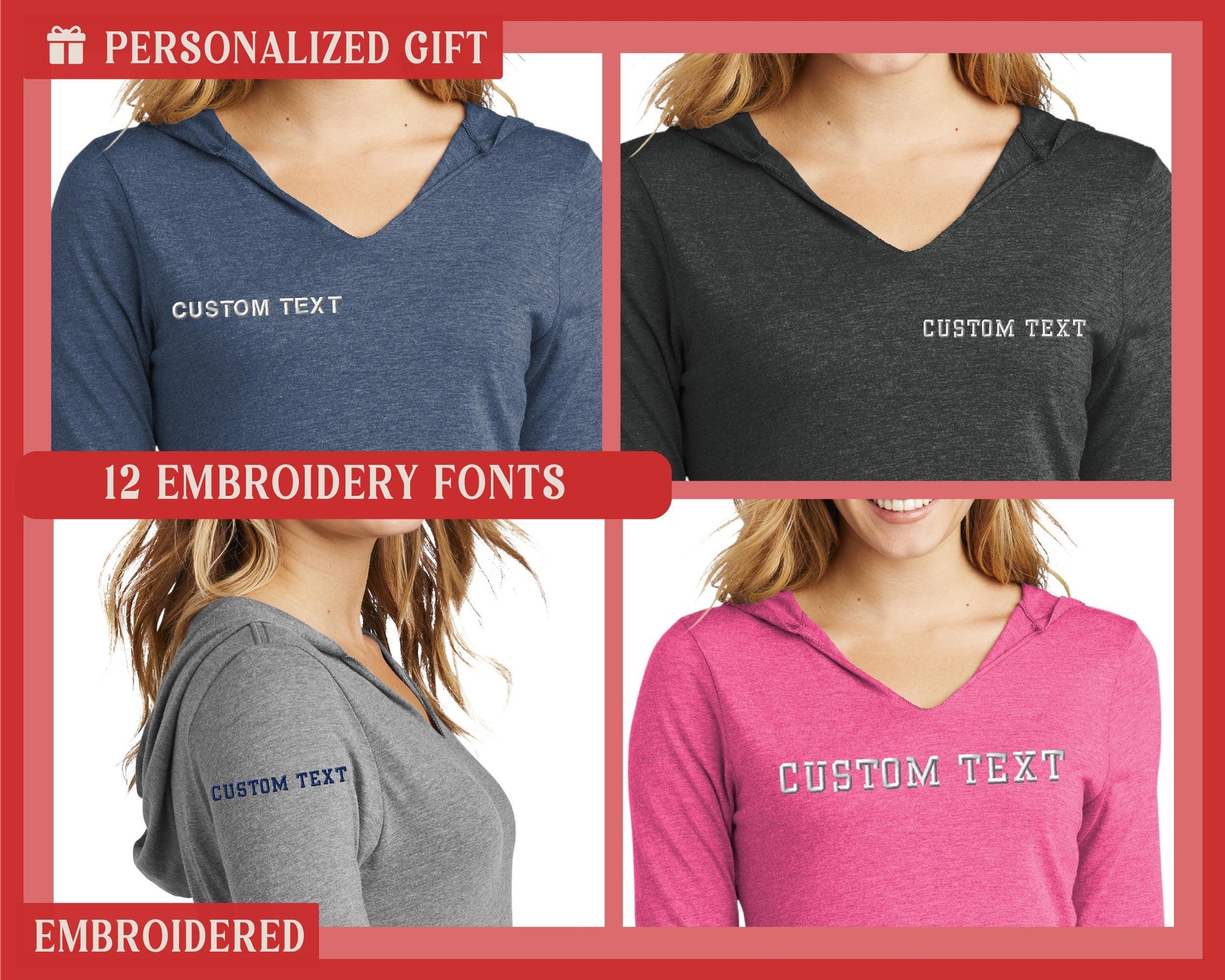 four different types of women's v - neck t - shirts
