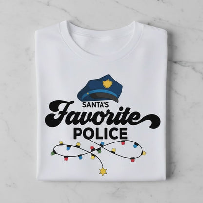 Police Officer Christmas Long Sleeve Tee, Santa Holiday Gift, KingArtDesigner