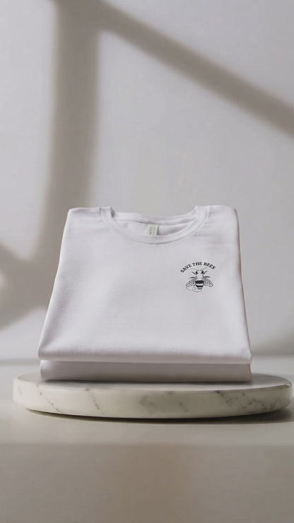 Save The Bees T-Shirt - Eco Friendly Cotton Tee With Minimalist Bee Graphic