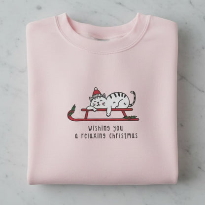 Relaxing Christmas Cat Hoodie & Sweatshirt | Cute Holiday Cat Gift